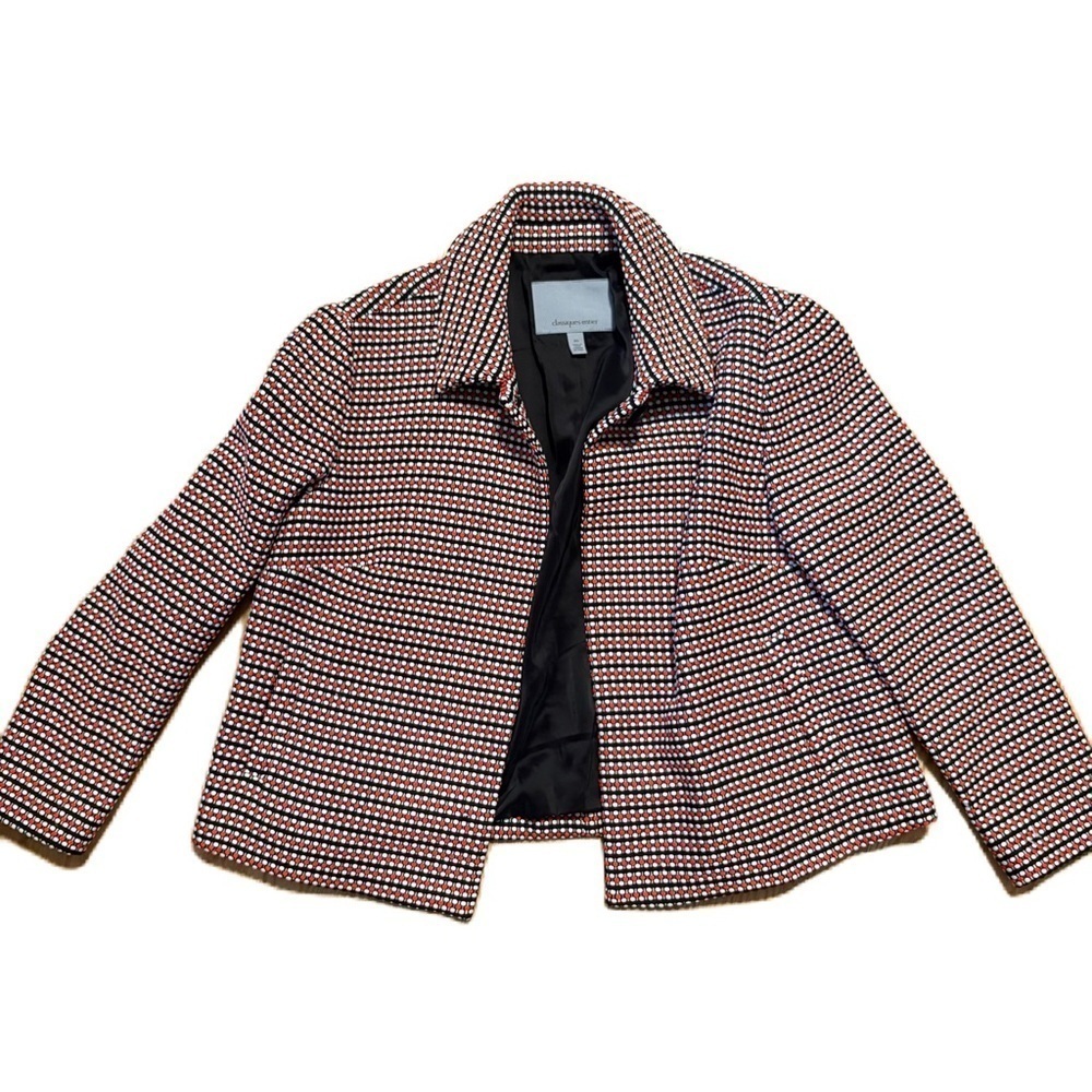 Classiques Entier Tweed Jacket Blazer XS Black Red No Closure Coat Career
